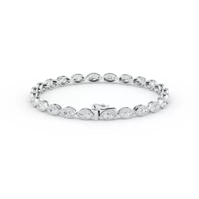5.52 ct. tw. Lab Created Moissanite Marquise Geometric Station Bracelet in Sterling Silver