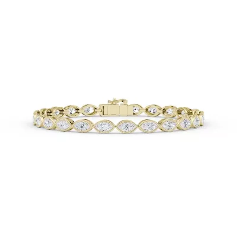 5.52 ct. tw. Lab Created Moissanite Marquise Geometric Station Bracelet in Sterling Silver 14K Vermeil