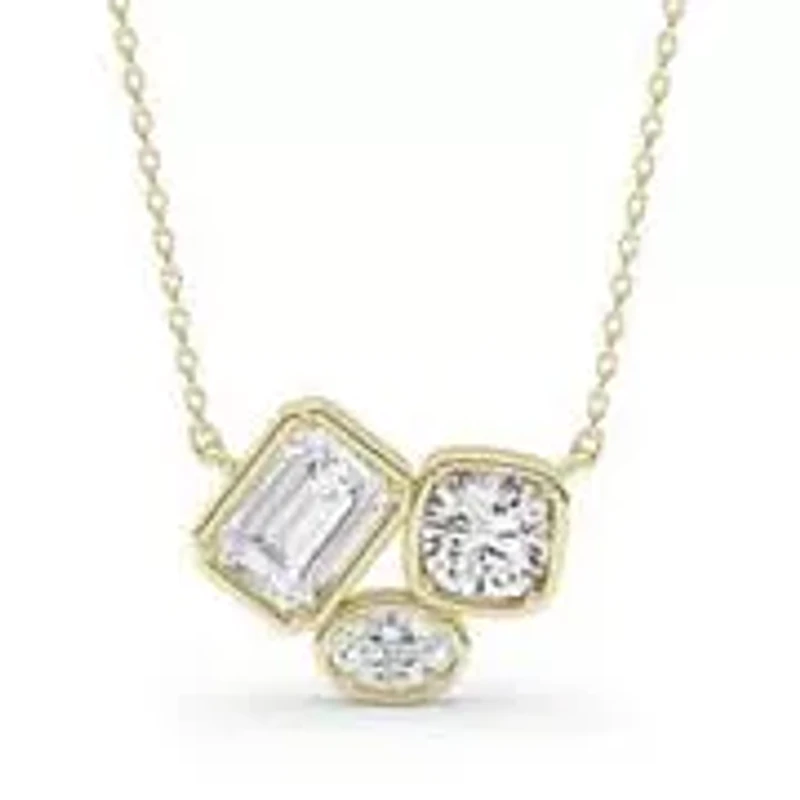 1.06 ct. tw. Lab Created Moissanite Cushion Geometric Pendant Necklace in Sterling Silver 14K Vermeil