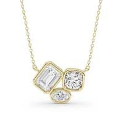 1.06 ct. tw. Lab Created Moissanite Cushion Geometric Pendant Necklace in Sterling Silver 14K Vermeil