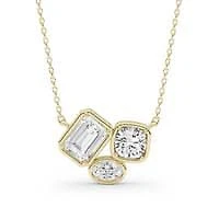 1.06 ct. tw. Lab Created Moissanite Cushion Geometric Pendant Necklace in Sterling Silver 14K Vermeil