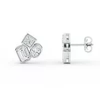 2.18 ct. tw. Lab Created Moissanite Emerald Geometric Stud Earrings in Sterling Silver