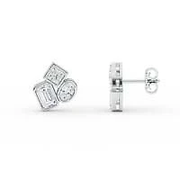 2.18 ct. tw. Lab Created Moissanite Emerald Geometric Stud Earrings in Sterling Silver