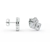 2.18 ct. tw. Lab Created Moissanite Emerald Geometric Stud Earrings in Sterling Silver