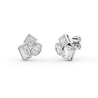 2.18 ct. tw. Lab Created Moissanite Emerald Geometric Stud Earrings in Sterling Silver