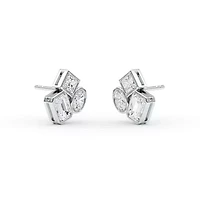 2.18 ct. tw. Lab Created Moissanite Emerald Geometric Stud Earrings in Sterling Silver