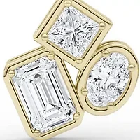 2.18 ct. tw. Lab Created Moissanite Emerald Geometric Stud Earrings in Sterling Silver 14K Vermeil