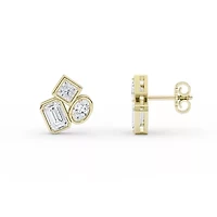 2.18 ct. tw. Lab Created Moissanite Emerald Geometric Stud Earrings in Sterling Silver 14K Vermeil