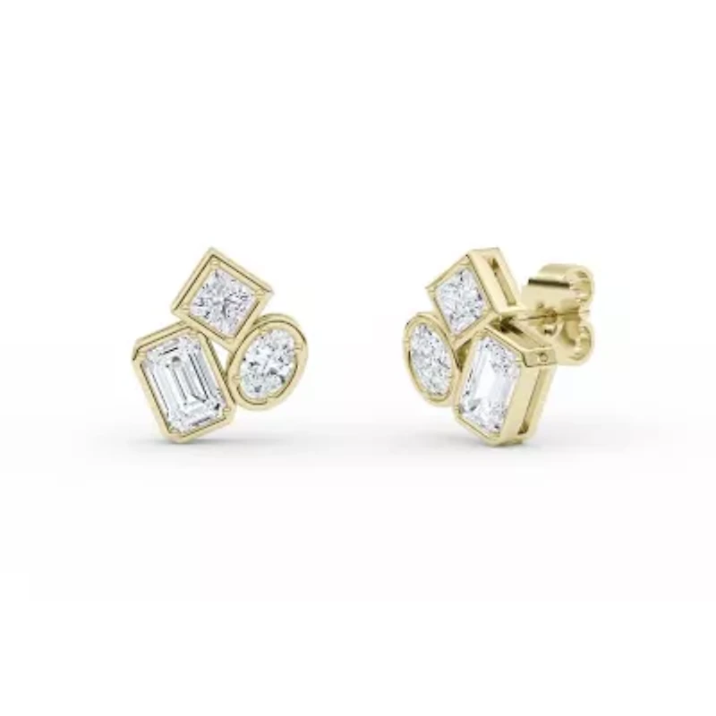 2.18 ct. tw. Lab Created Moissanite Emerald Geometric Stud Earrings in Sterling Silver 14K Vermeil