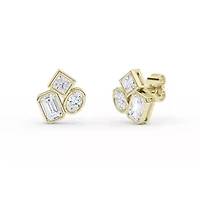 2.18 ct. tw. Lab Created Moissanite Emerald Geometric Stud Earrings in Sterling Silver 14K Vermeil