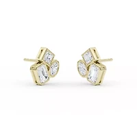 2.18 ct. tw. Lab Created Moissanite Emerald Geometric Stud Earrings in Sterling Silver 14K Vermeil