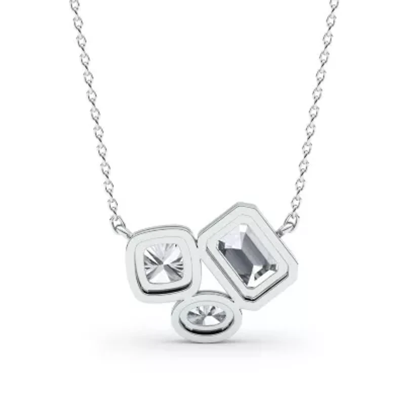 1.87 ct. tw. Lab Created Moissanite Cushion Geometric Fixed Necklace in Sterling Silver