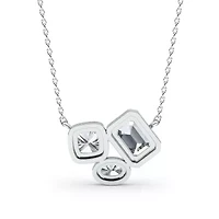 1.87 ct. tw. Lab Created Moissanite Cushion Geometric Fixed Necklace in Sterling Silver