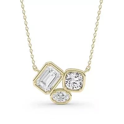 1.87 ct. tw. Lab Created Moissanite Cushion Geometric Fixed Necklace in Sterling Silver 14K Vermeil