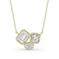 1.87 ct. tw. Lab Created Moissanite Cushion Geometric Fixed Necklace in Sterling Silver 14K Vermeil