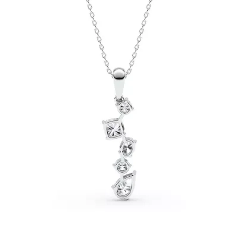 1.87 ct. tw. Lab Created Moissanite Cushion Geometric Fixed Necklace in Sterling Silver 14K Vermeil