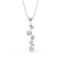 1.87 ct. tw. Lab Created Moissanite Cushion Geometric Fixed Necklace in Sterling Silver 14K Vermeil