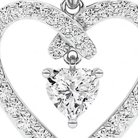0.96 ct. tw. Lab Created Moissanite Heart Heart Pendant Necklace in Sterling Silver
