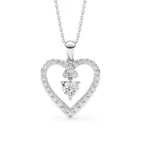 0.96 ct. tw. Lab Created Moissanite Heart Heart Pendant Necklace in Sterling Silver
