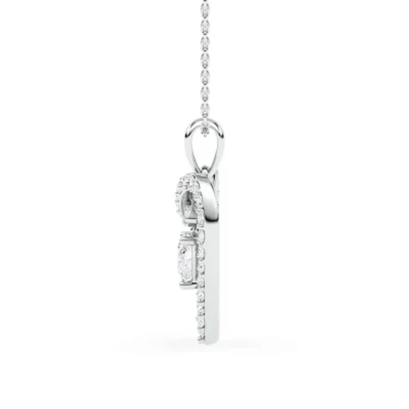 0.96 ct. tw. Lab Created Moissanite Heart Heart Pendant Necklace in Sterling Silver