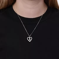 0.96 ct. tw. Lab Created Moissanite Heart Heart Pendant Necklace in Sterling Silver