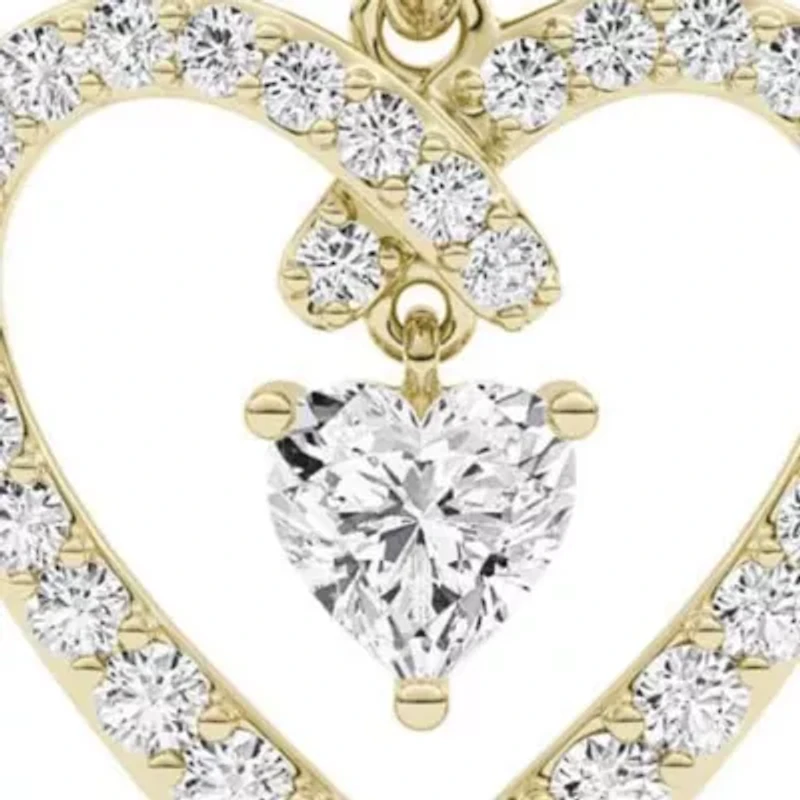 0.96 ct. tw. Lab Created Moissanite Heart Heart Pendant Necklace in Sterling Silver 14K Vermeil