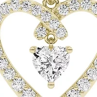 0.96 ct. tw. Lab Created Moissanite Heart Heart Pendant Necklace in Sterling Silver 14K Vermeil