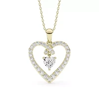 0.96 ct. tw. Lab Created Moissanite Heart Heart Pendant Necklace in Sterling Silver 14K Vermeil