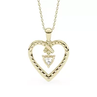 0.96 ct. tw. Lab Created Moissanite Heart Heart Pendant Necklace in Sterling Silver 14K Vermeil