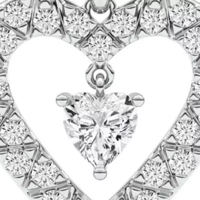 0.96 ct. tw. Lab Created Moissanite Heart Heart Pendant Necklace in Sterling Silver