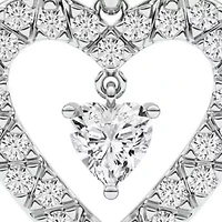 0.96 ct. tw. Lab Created Moissanite Heart Heart Pendant Necklace in Sterling Silver
