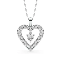 0.96 ct. tw. Lab Created Moissanite Heart Heart Pendant Necklace in Sterling Silver