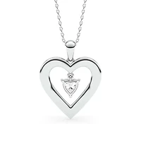 0.96 ct. tw. Lab Created Moissanite Heart Heart Pendant Necklace in Sterling Silver