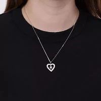 0.96 ct. tw. Lab Created Moissanite Heart Heart Pendant Necklace in Sterling Silver