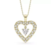 0.96 ct. tw. Lab Created Moissanite Heart Heart Pendant Necklace in Sterling Silver 14K Vermeil