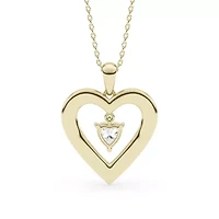 0.96 ct. tw. Lab Created Moissanite Heart Heart Pendant Necklace in Sterling Silver 14K Vermeil