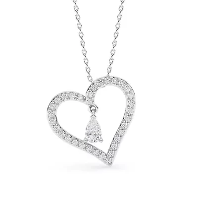 0.54 ct. tw. Lab Created Moissanite Pear Heart Pendant Necklace in Sterling Silver