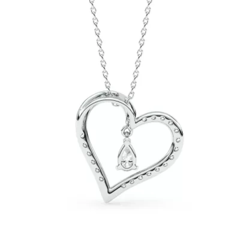 0.54 ct. tw. Lab Created Moissanite Pear Heart Pendant Necklace in Sterling Silver