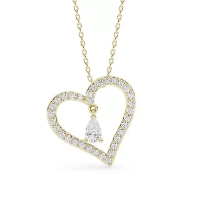 0.54 ct. tw. Lab Created Moissanite Pear Heart Pendant Necklace in Sterling Silver 14K Vermeil