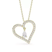 0.54 ct. tw. Lab Created Moissanite Pear Heart Pendant Necklace in Sterling Silver 14K Vermeil