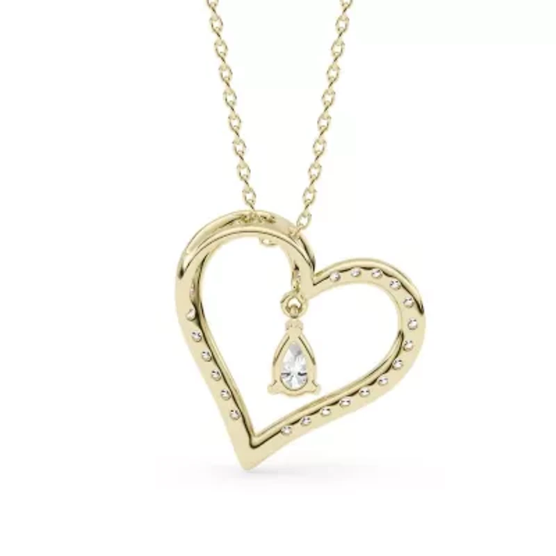 0.54 ct. tw. Lab Created Moissanite Pear Heart Pendant Necklace in Sterling Silver 14K Vermeil