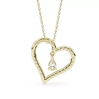 0.54 ct. tw. Lab Created Moissanite Pear Heart Pendant Necklace in Sterling Silver 14K Vermeil
