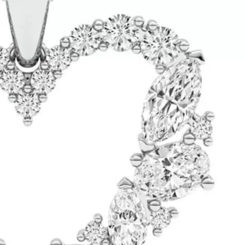 2.27 ct. tw. Lab Created Moissanite Marquise Heart Pendant Necklace in Sterling Silver