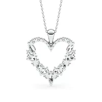 2.27 ct. tw. Lab Created Moissanite Marquise Heart Pendant Necklace in Sterling Silver