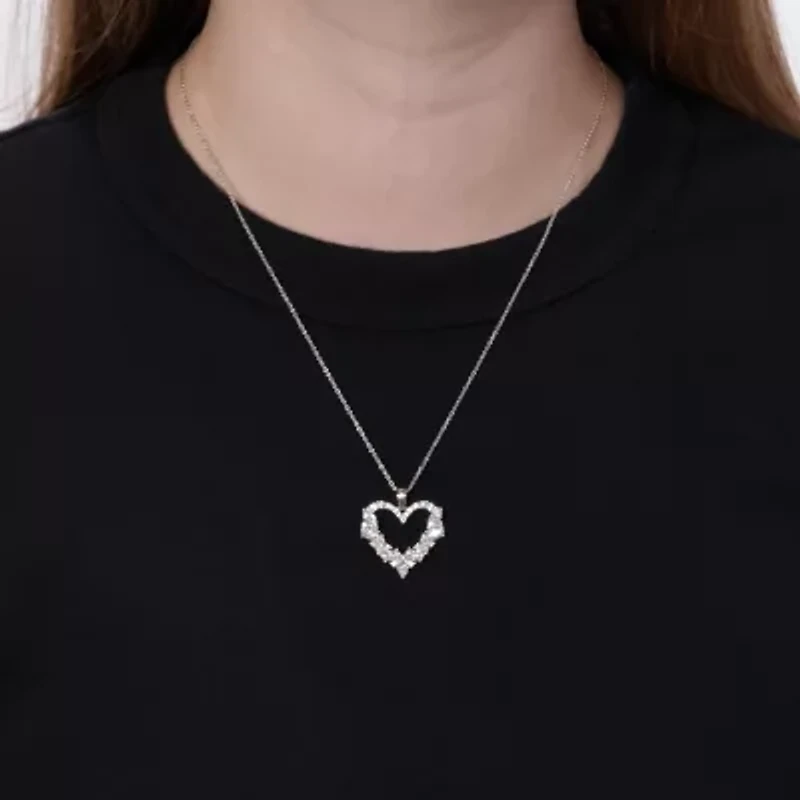 2.27 ct. tw. Lab Created Moissanite Marquise Heart Pendant Necklace in Sterling Silver
