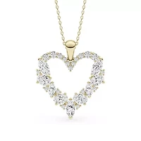 2.27 ct. tw. Lab Created Moissanite Marquise Heart Pendant Necklace in Sterling Silver 14K Vermeil