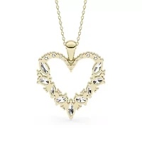 2.27 ct. tw. Lab Created Moissanite Marquise Heart Pendant Necklace in Sterling Silver 14K Vermeil