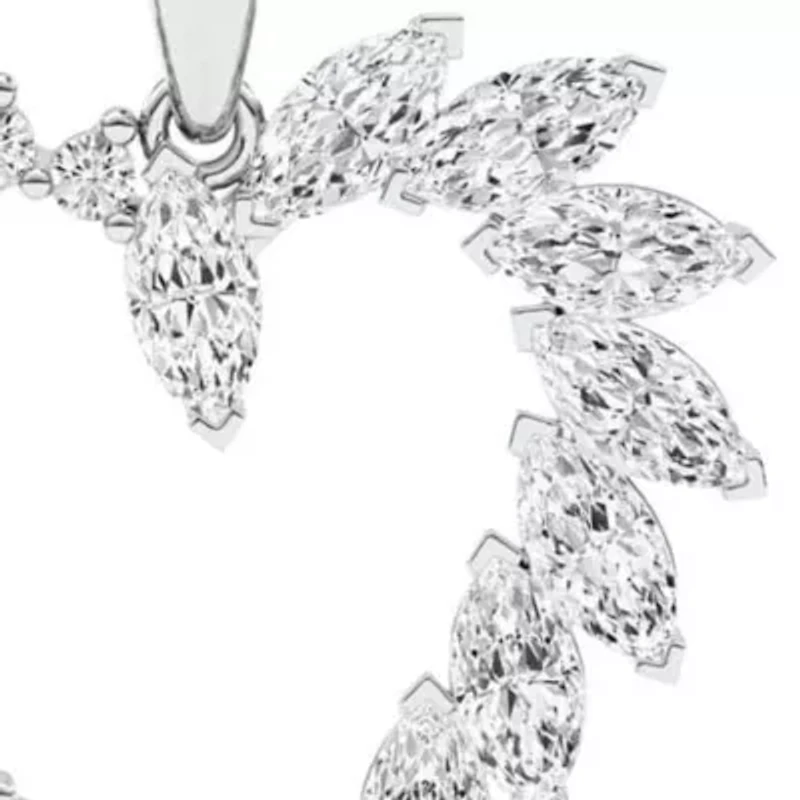 1.54 ct. tw. Lab Created Moissanite Marquise Heart Pendant Necklace in Sterling Silver