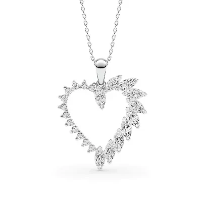 1.54 ct. tw. Lab Created Moissanite Marquise Heart Pendant Necklace in Sterling Silver