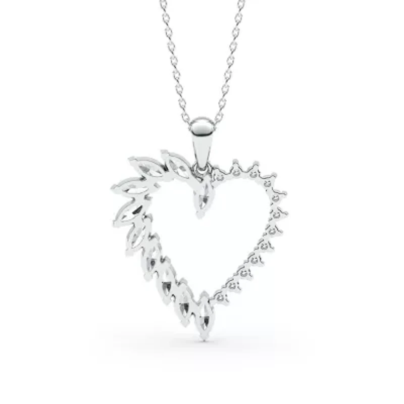 1.54 ct. tw. Lab Created Moissanite Marquise Heart Pendant Necklace in Sterling Silver